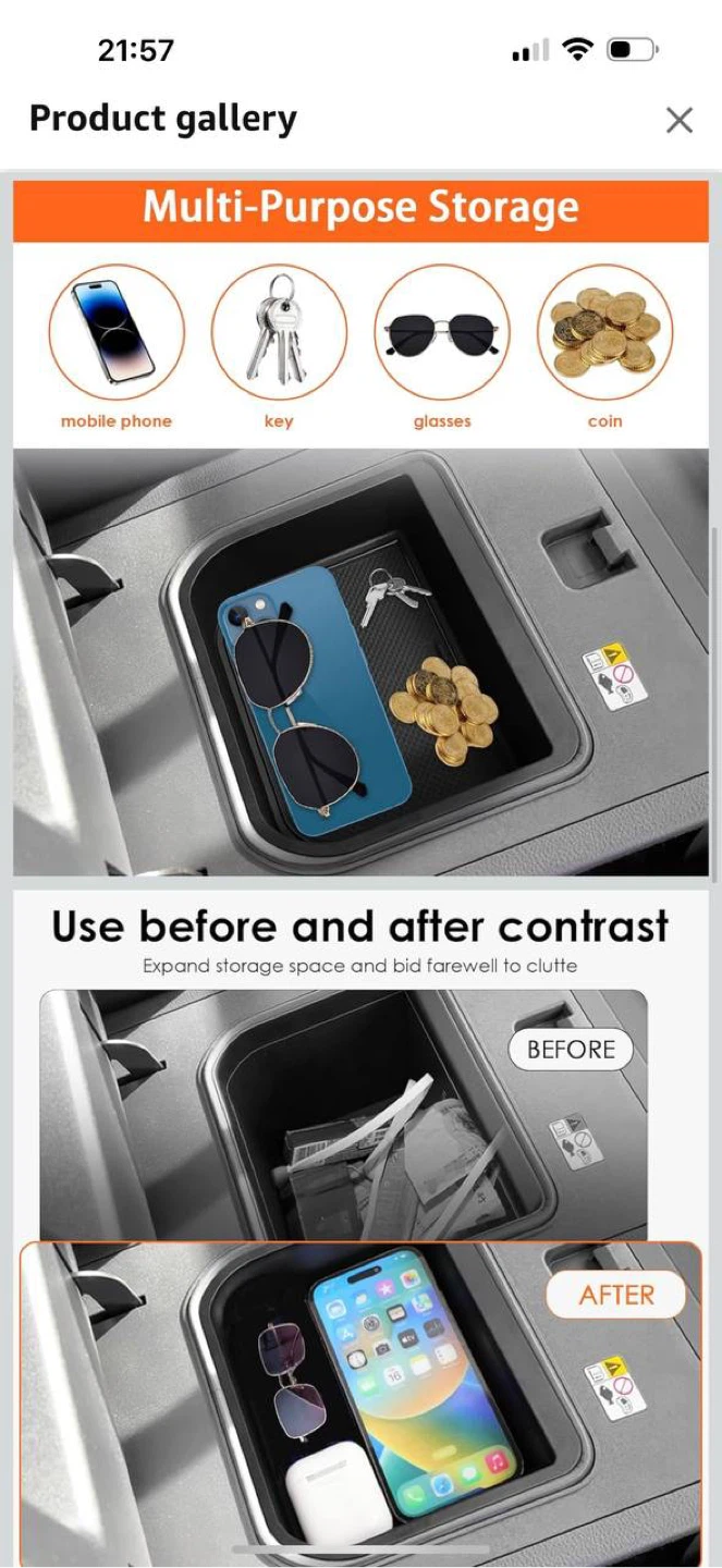 Center Console Cool Box Organizer Tray for Toyota Land - photo 3