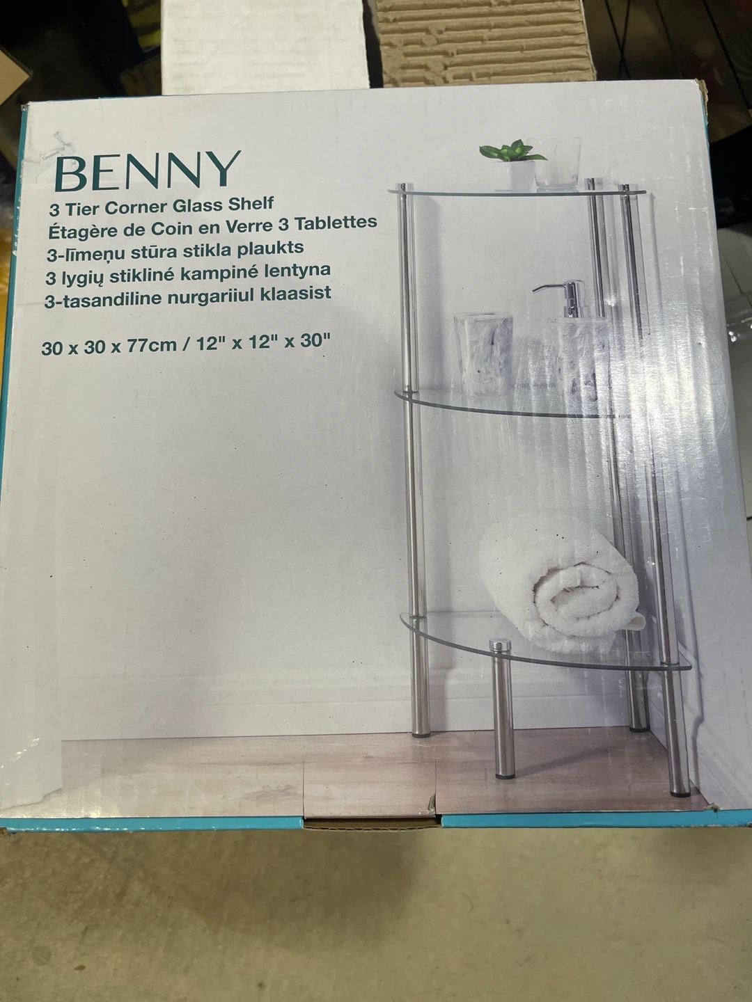 BENNY 3 Tier Corner Glass Shelf