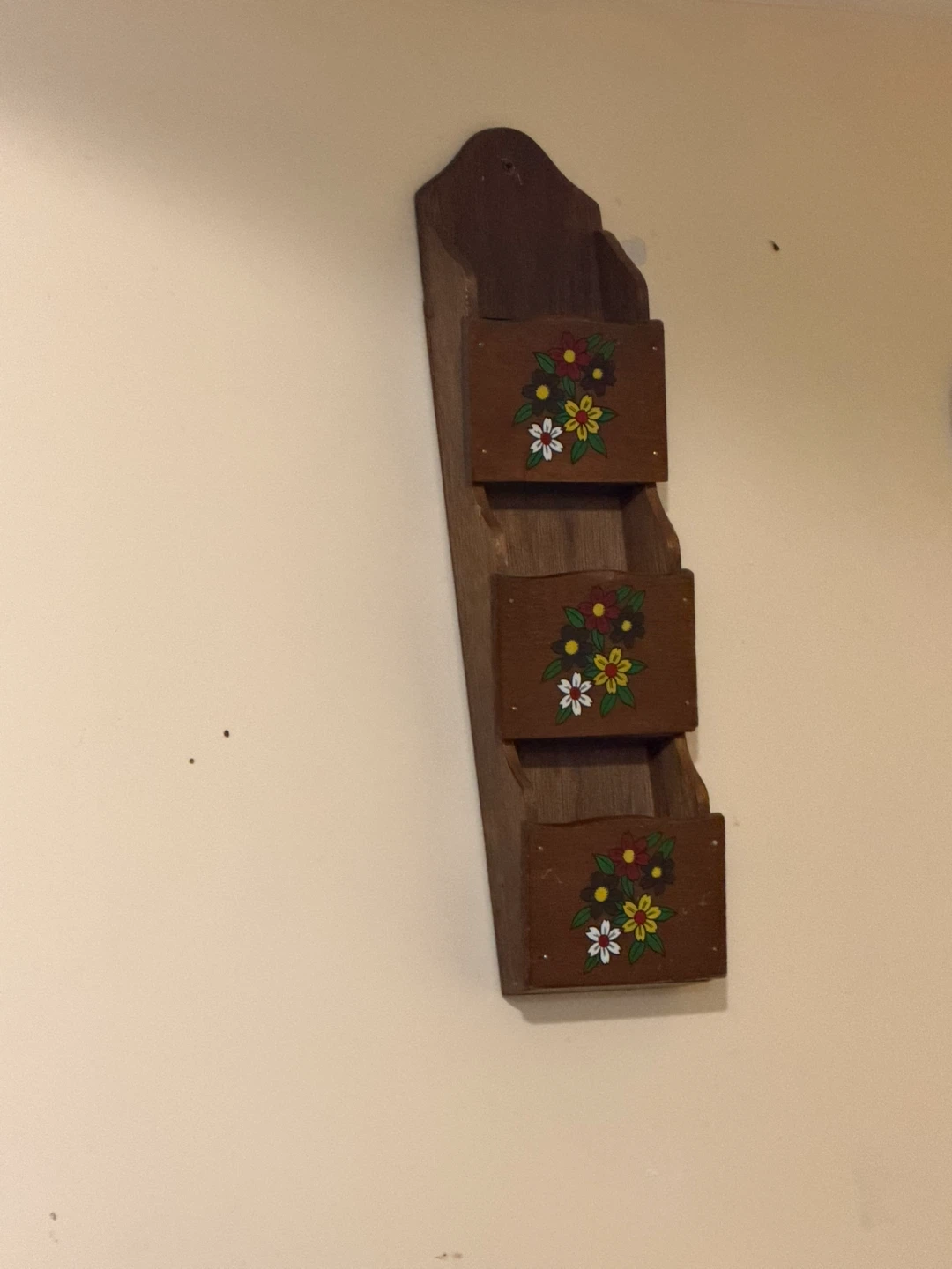 Wooden Wall Mail Sorter with Floral Design