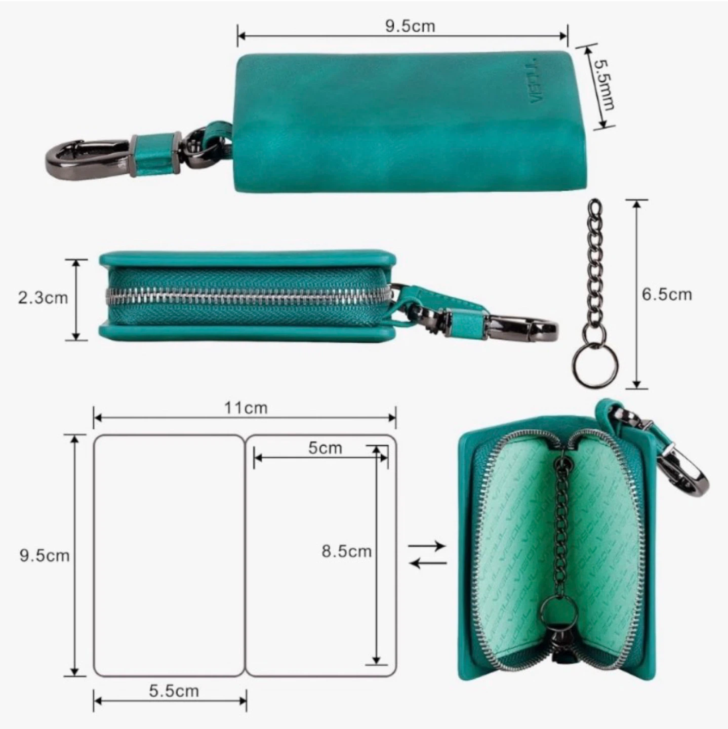 VISOUL Teal Leather Key Holder Pouch 🧡 - photo 4