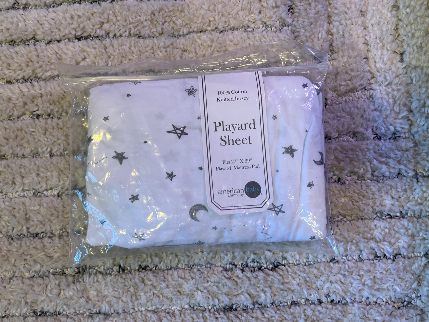 American Baby Company 100% Cotton Playard Sheet White Stars/Moon