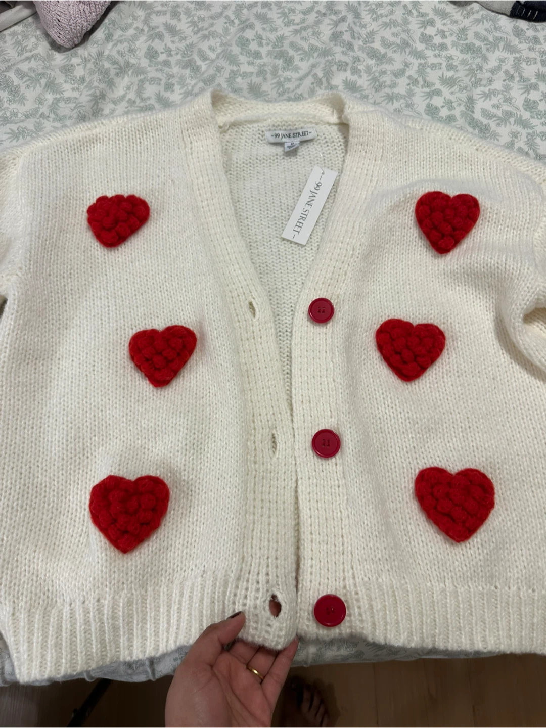 Women  Cream Heart Cardigan - Medium - photo 2