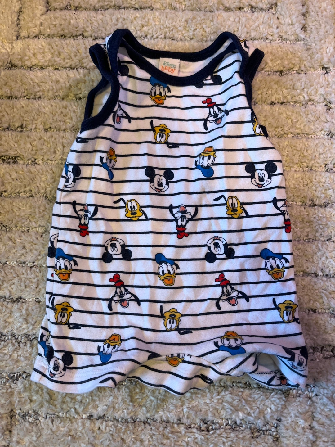12M - Disney Baby Mickey Mouse and Friends Striped Onesie
