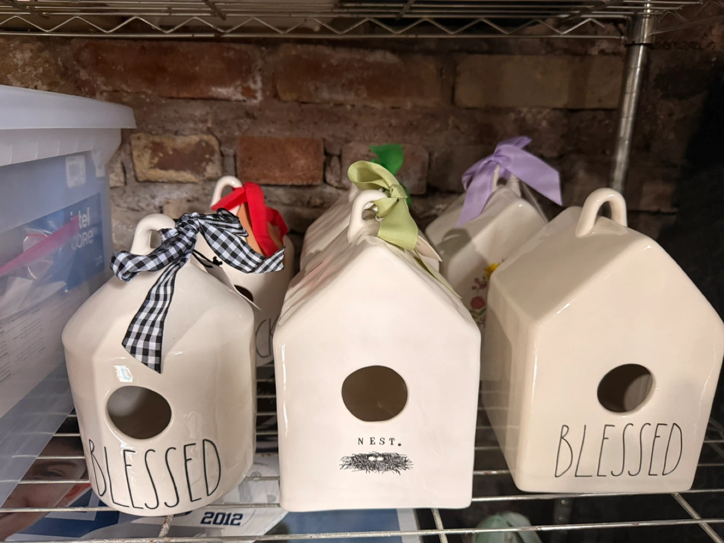 Rae Dunn "Blessed" Ceramic Birdhouse Set