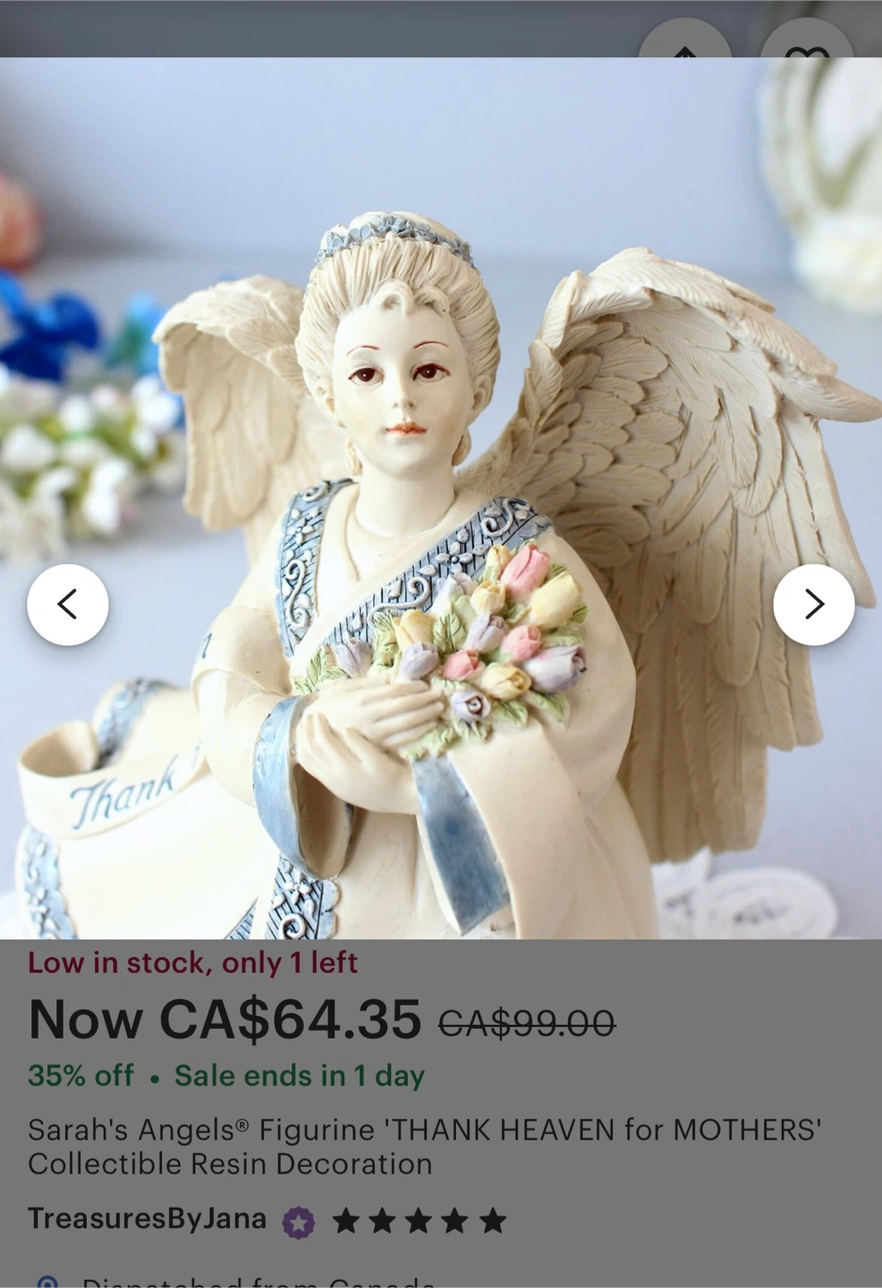 🧡 Sarah's Angels "Thank Heaven for Mothers" Figurine - photo 3