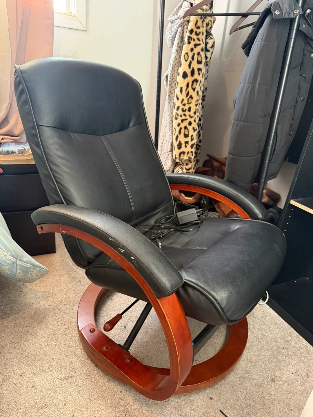Black Leather Massage Chair - photo 2