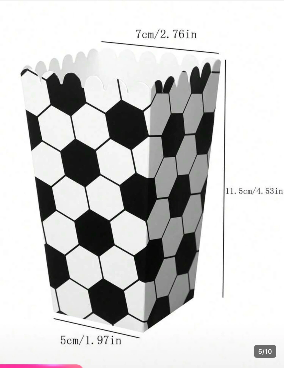 10pcs Popcorn Boxes with Soccer Ball Print - photo 2
