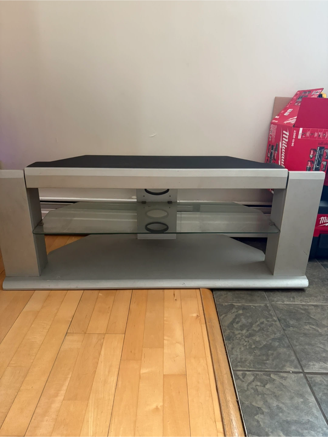 TV Stand with Glass Shelves