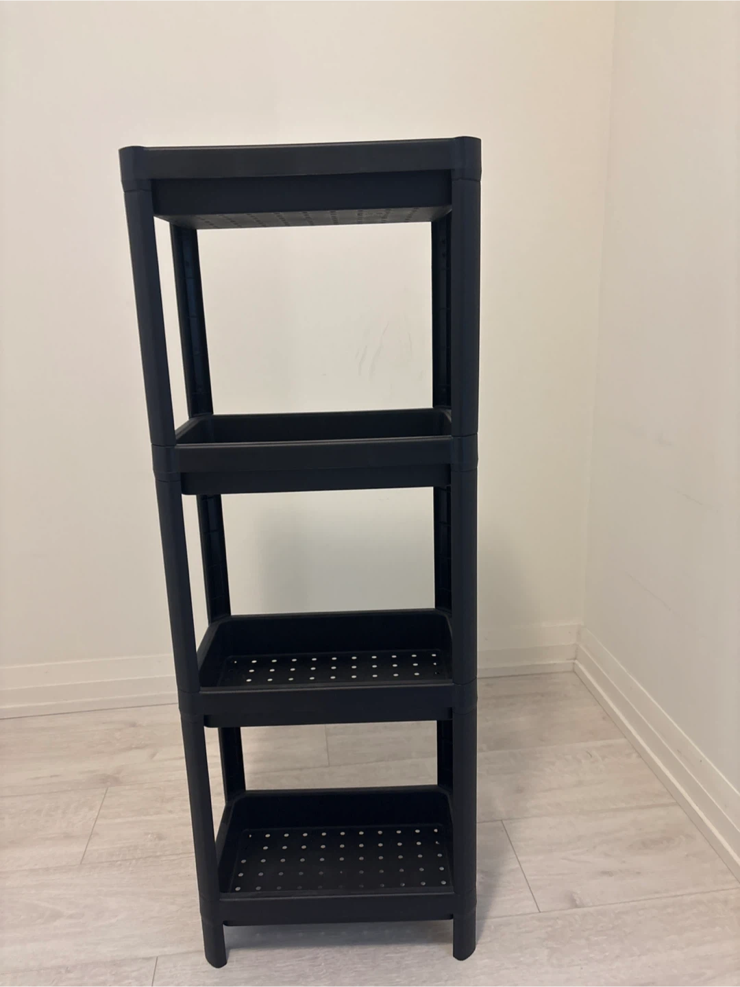 Black 4-Tier Plastic Storage Shelf Unit - photo 3