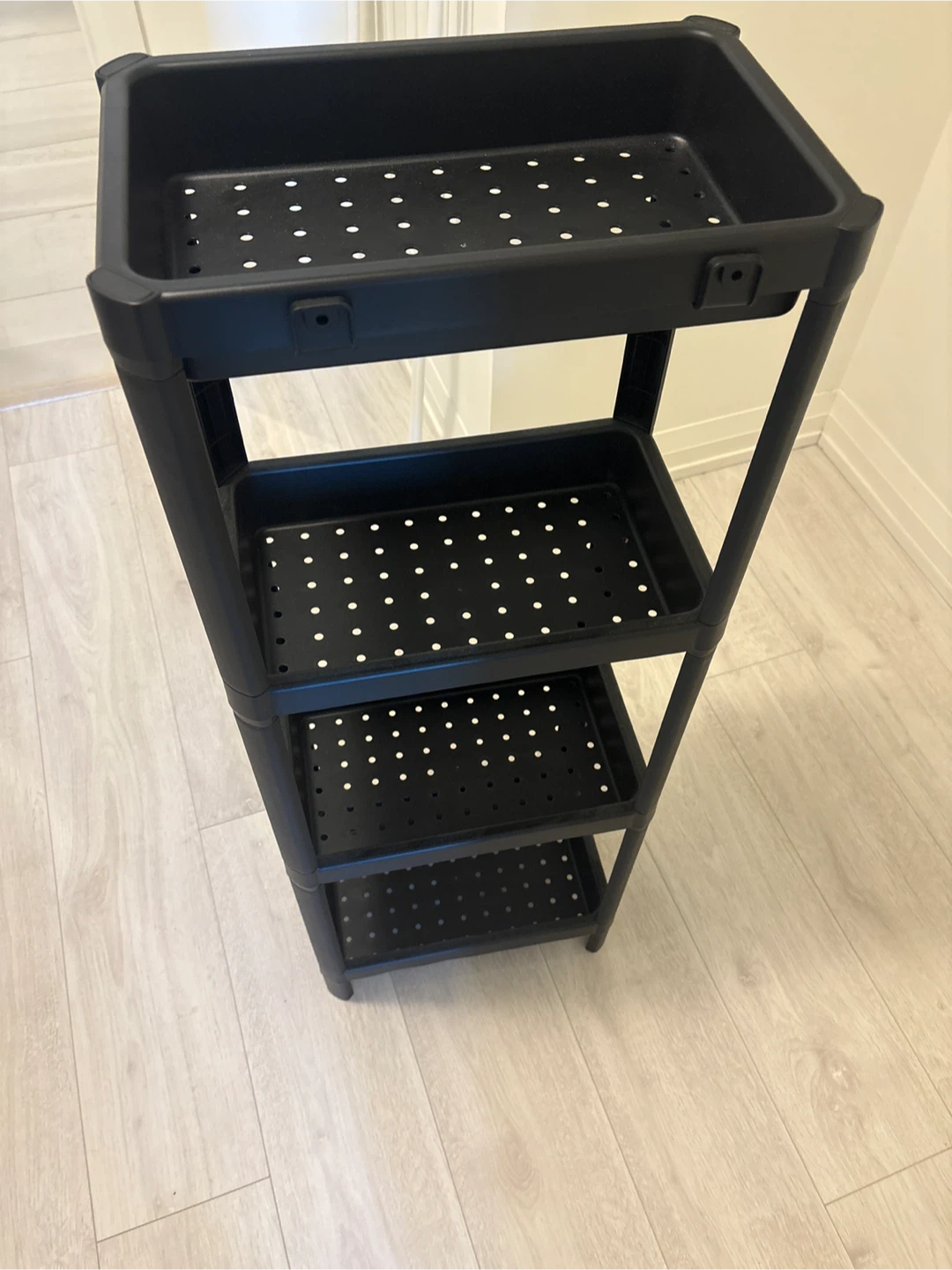 Black 4-Tier Plastic Storage Shelf Unit - photo 2