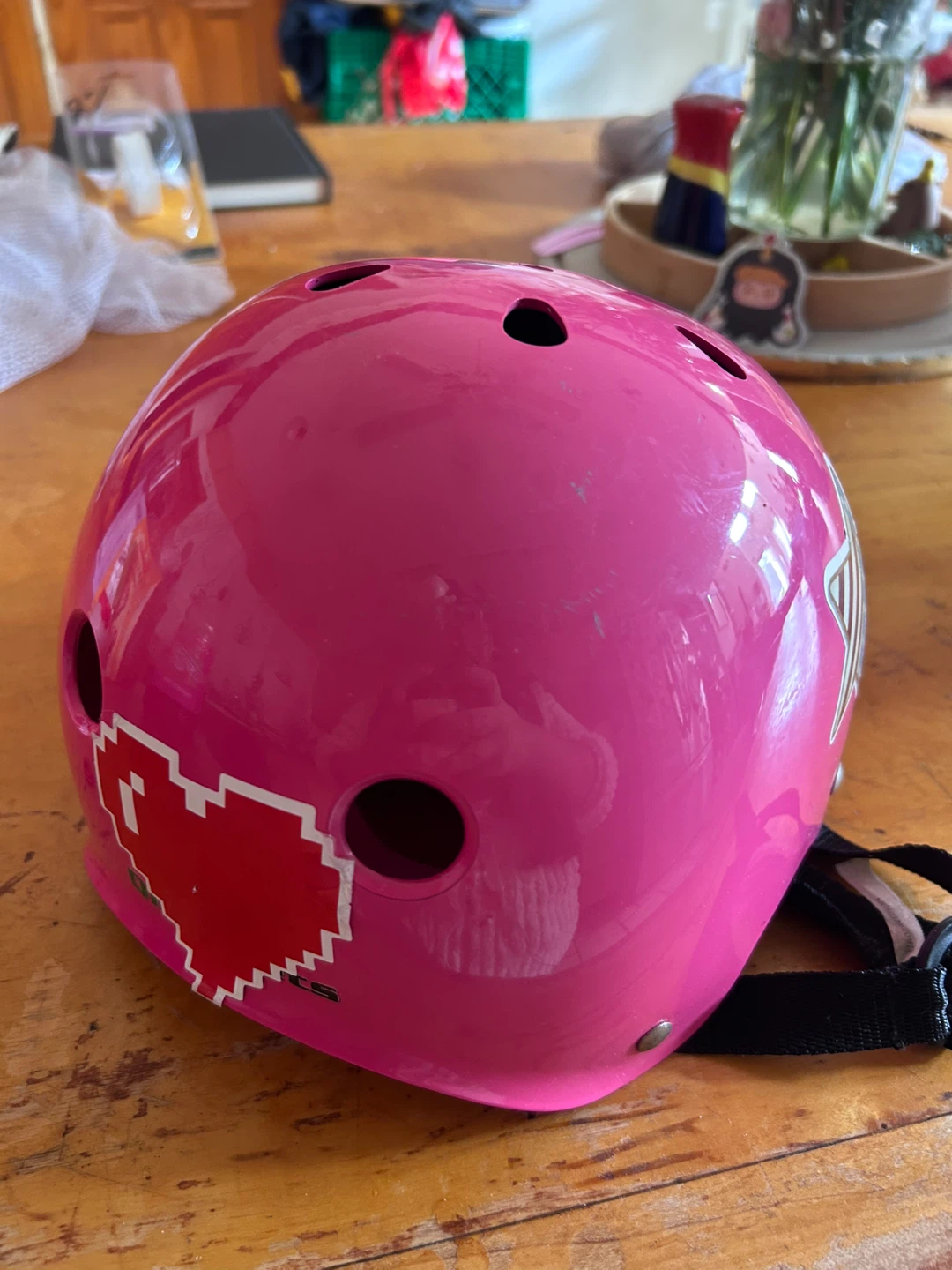 Pink Heart Skateboard Helmet