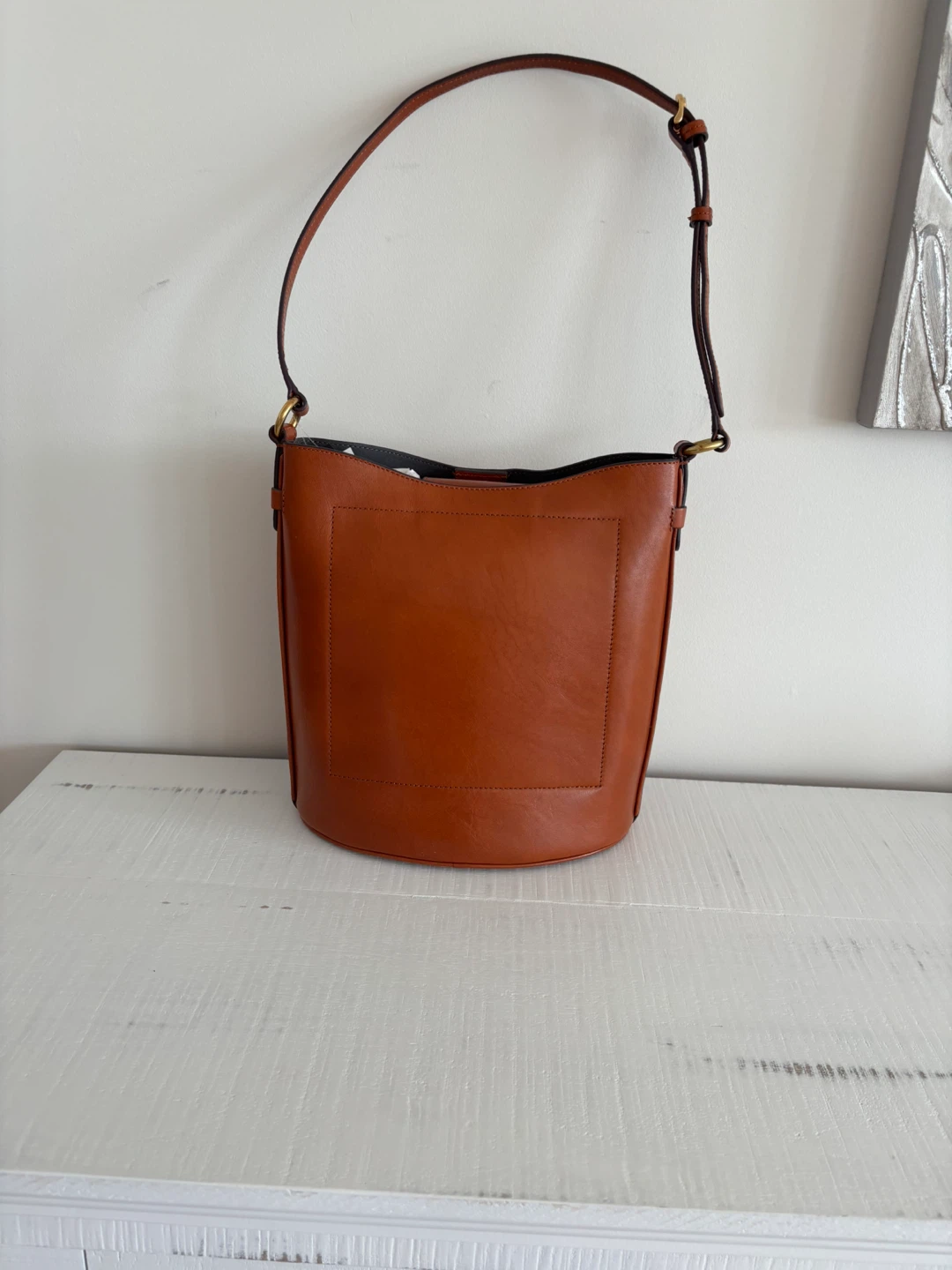 Banana Republic camel leather bucket bag tote/purse