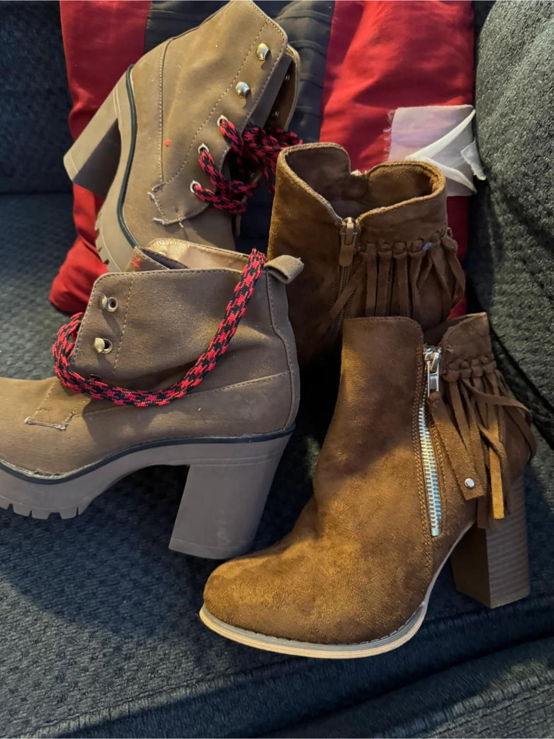Brown Suede Ankle Boots with Heels