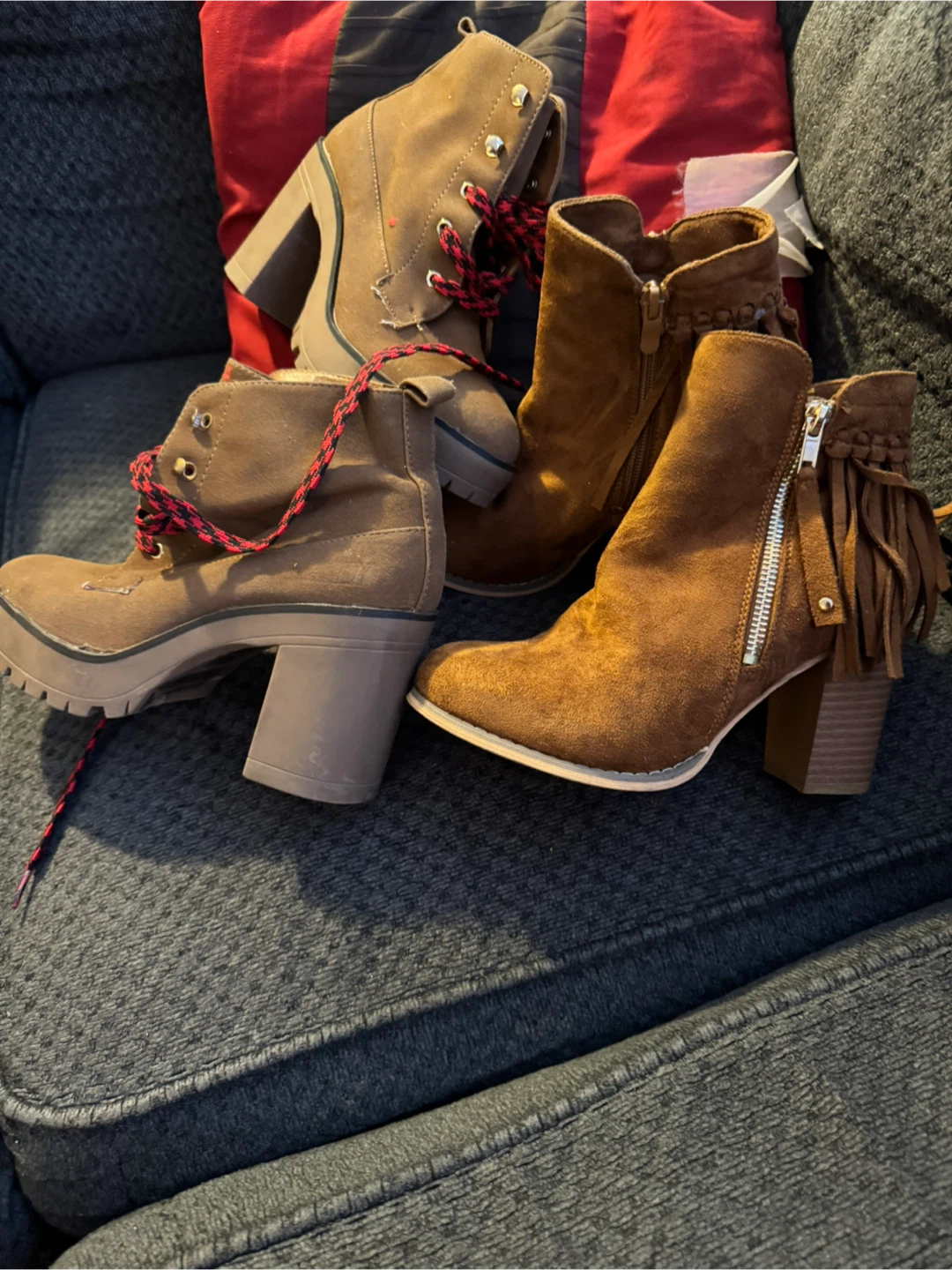 Brown Suede Ankle Boots with Heels - photo 2