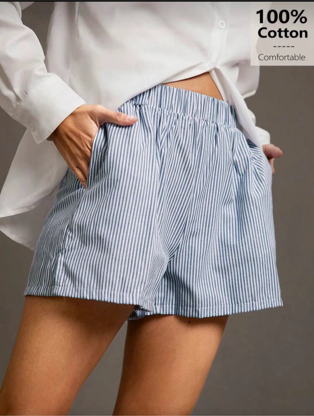 SHEIN Striped Cotton Shorts Size S