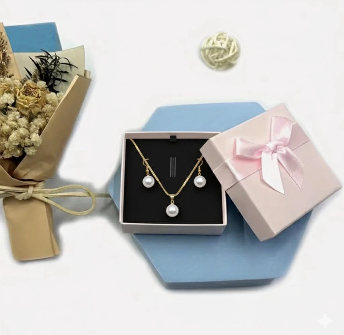 Pearl Necklace and Earring Set