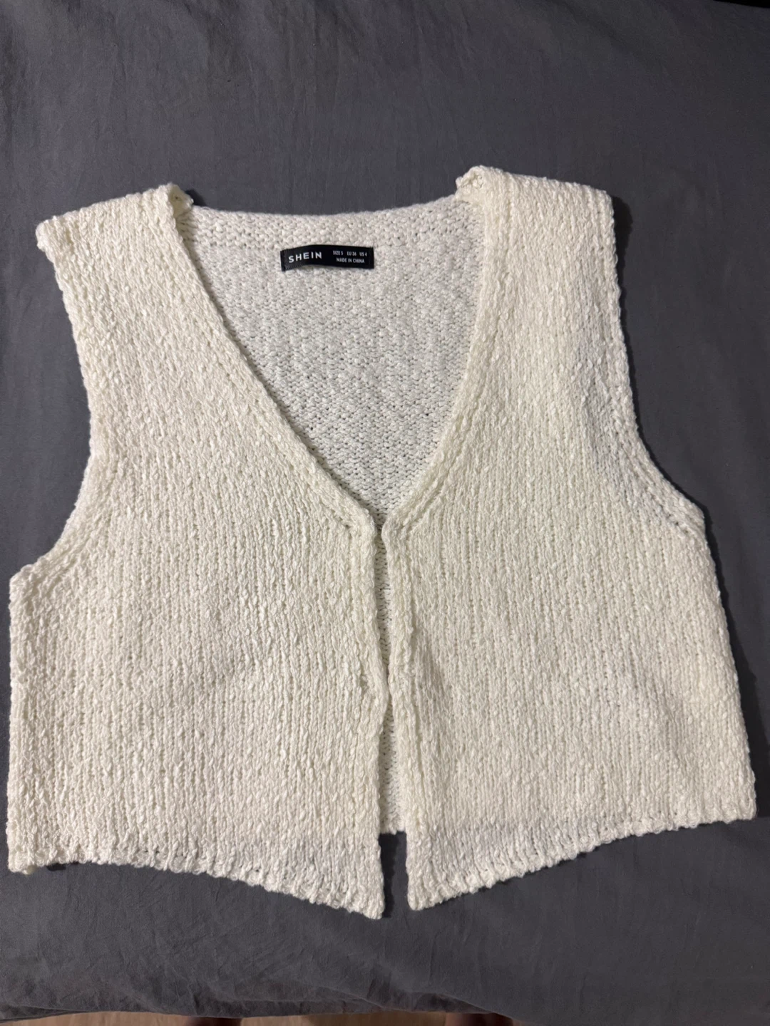 SHEIN White Knit Button-Up Vest - Size S - photo 2