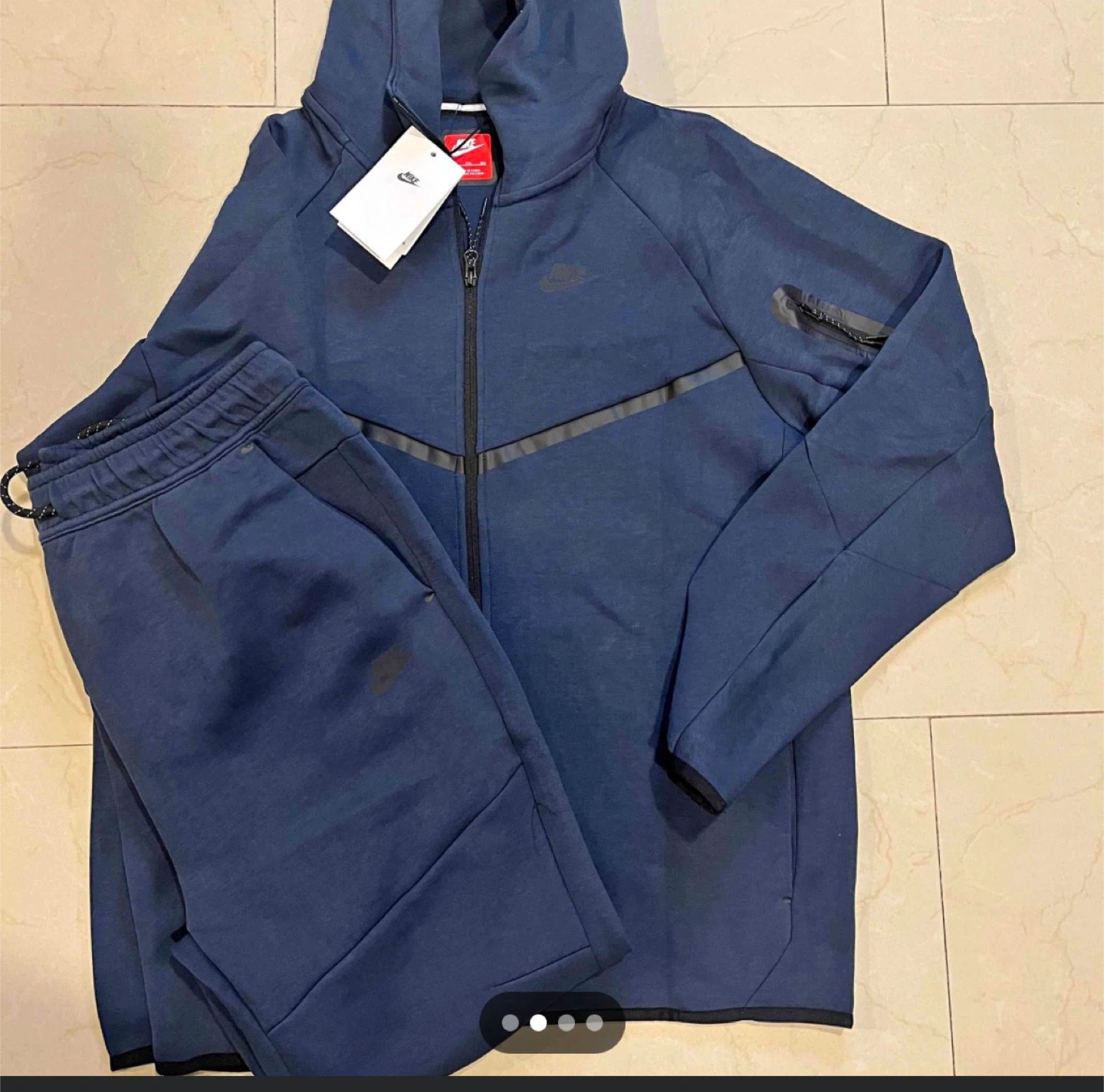 Nike Tech Fleece Full Zip Hoodie and Jogger Set - Navy Blue