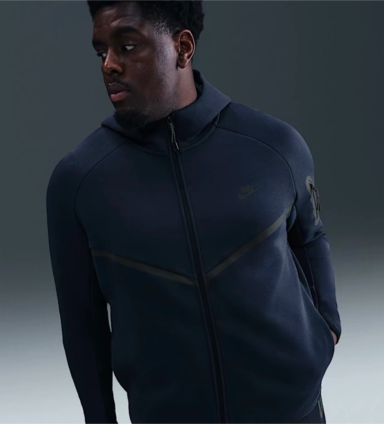 Nike Tech Fleece Full Zip Hoodie and Jogger Set - Navy Blue - photo 3