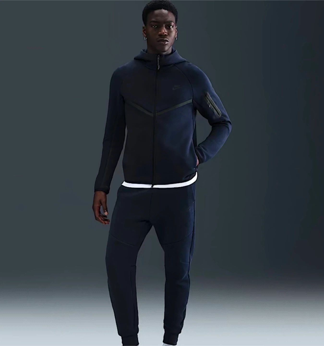Nike Tech Fleece Full Zip Hoodie and Jogger Set - Navy Blue - photo 5
