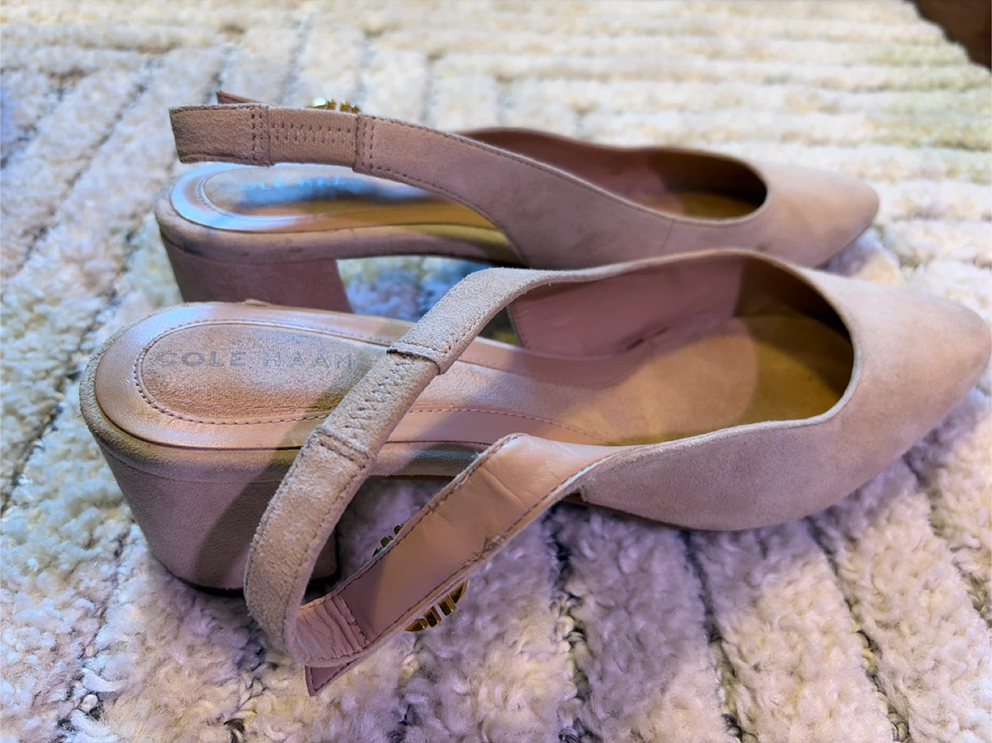 Cole Haan Beige Nude Suede Slingback Heels - photo 3
