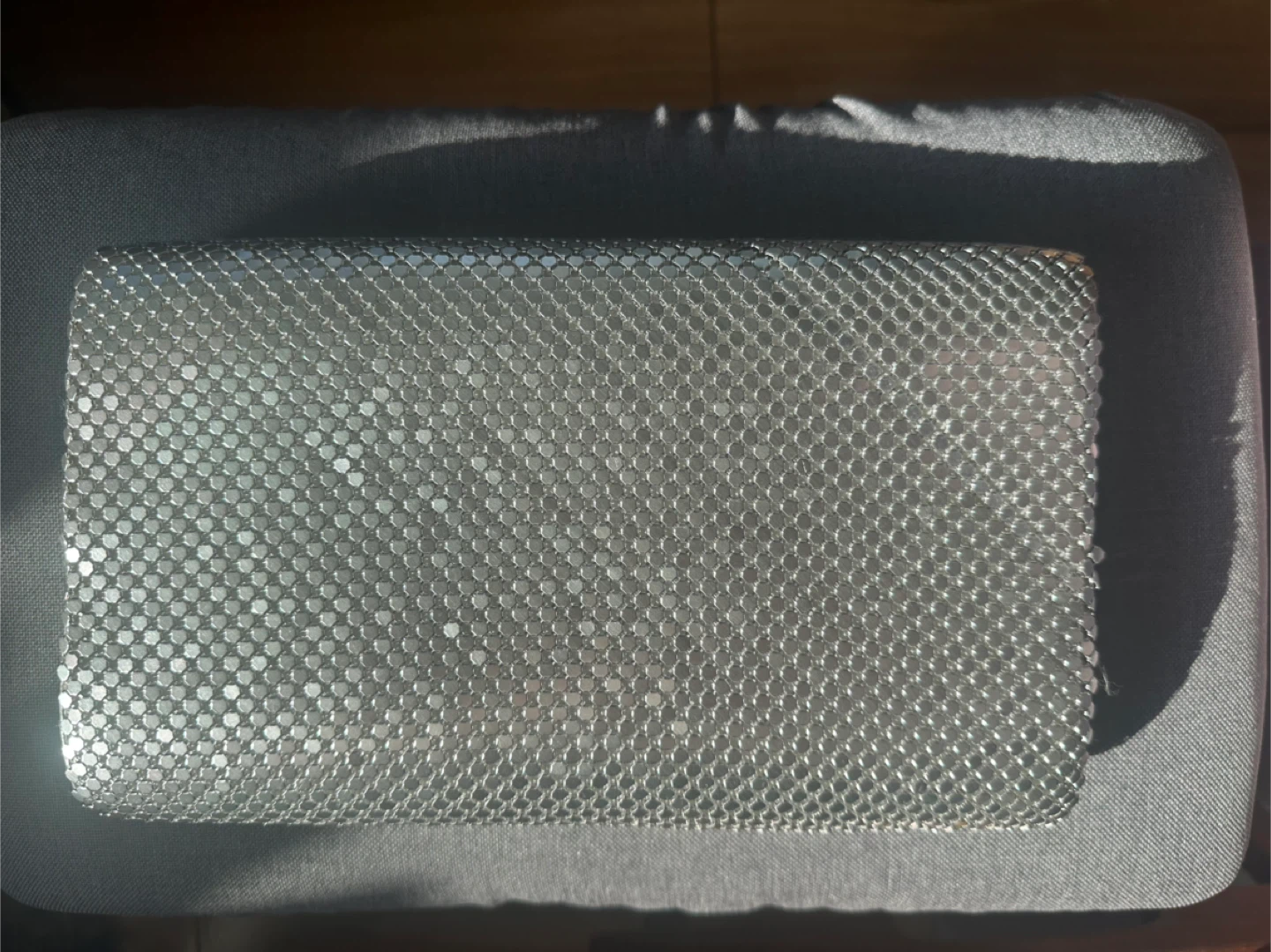 Vintage 70's Silver Chainmail Mesh Clutch Purse with Chain Strap - photo 2