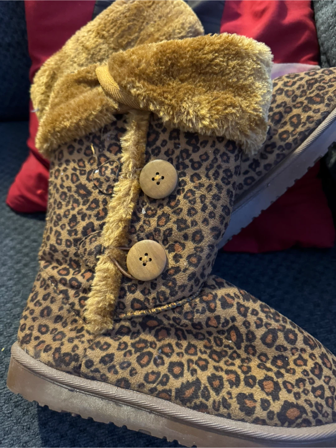 Women's Leopard Print Faux Fur Lined Boots