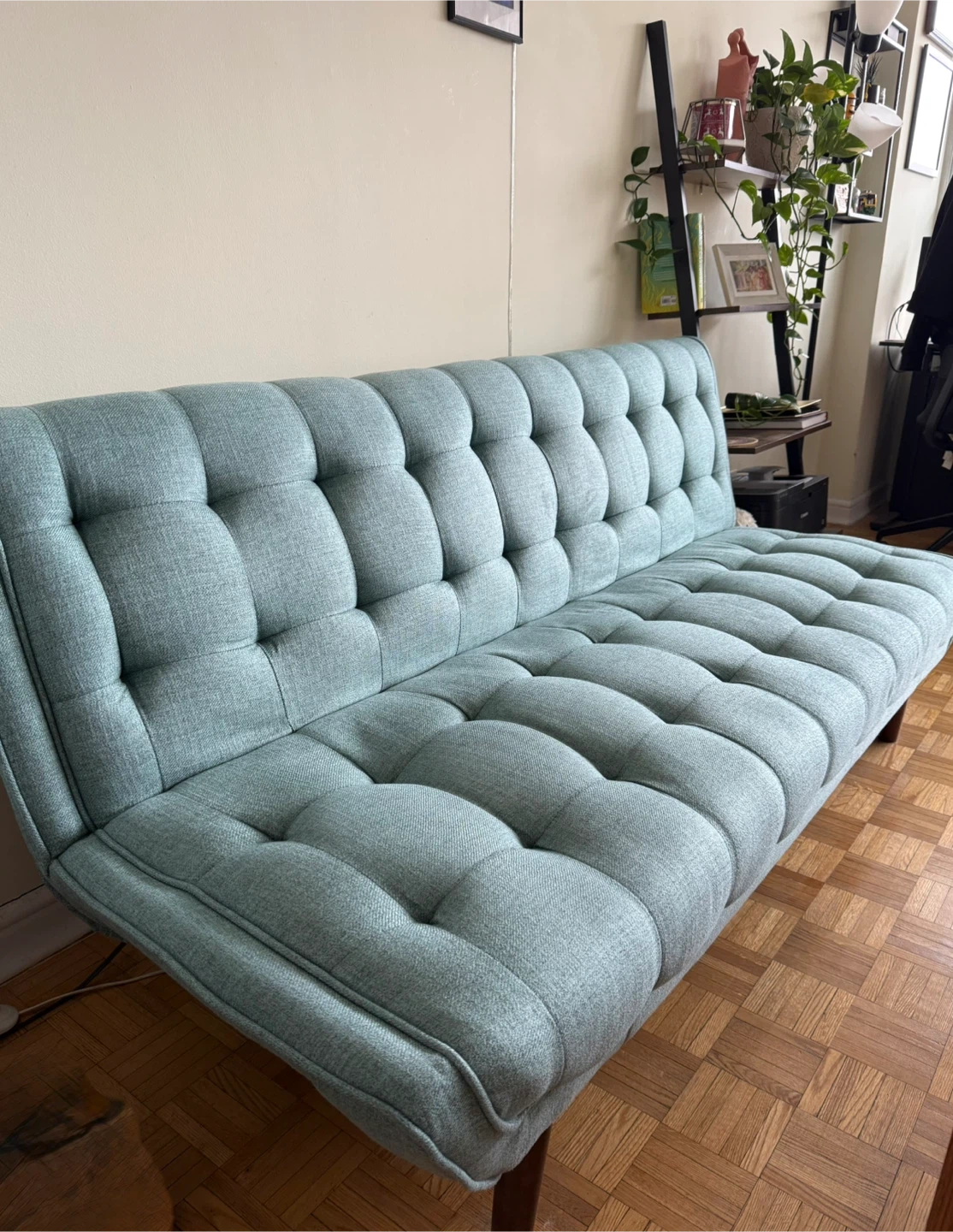 Light Teal Tufted Sofa Bed