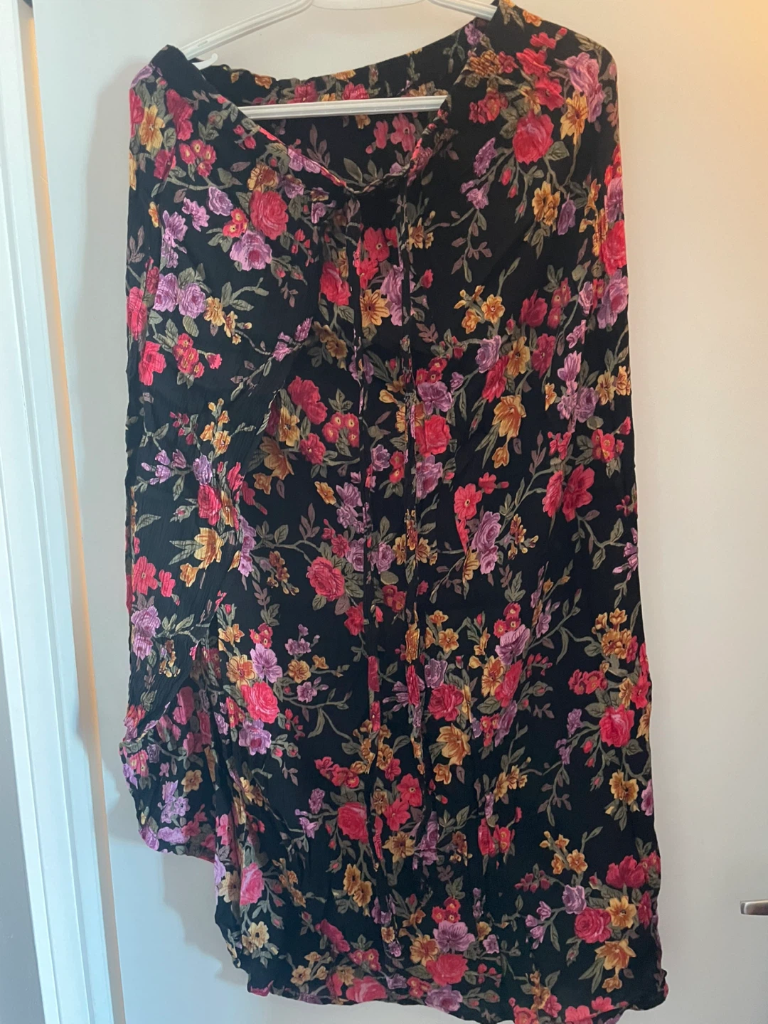 Black Floral Print Maxi Skirt