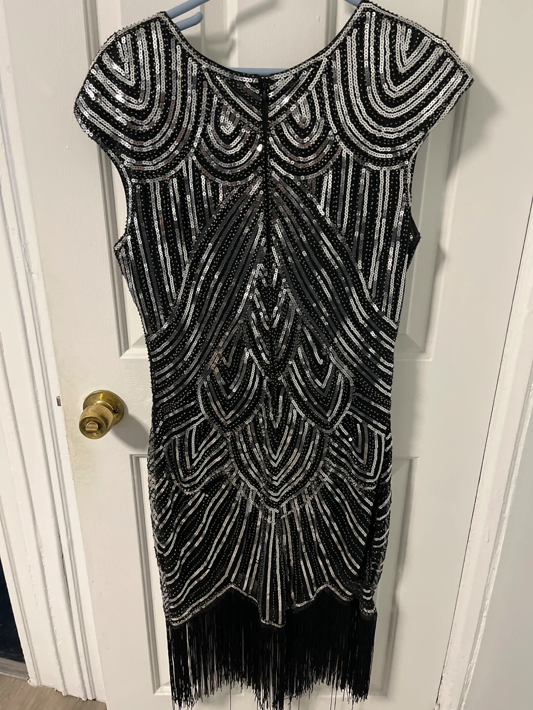 1920s Flapper Dress - Black & Silver Beaded Fringe - photo 2