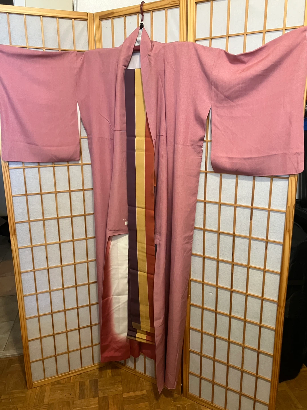Pink Striped Kimono Robe