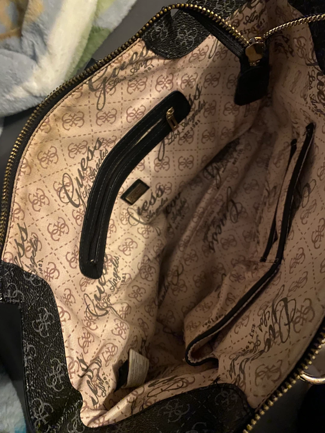 Guess Black Monogram Satchel Handbag - photo 2