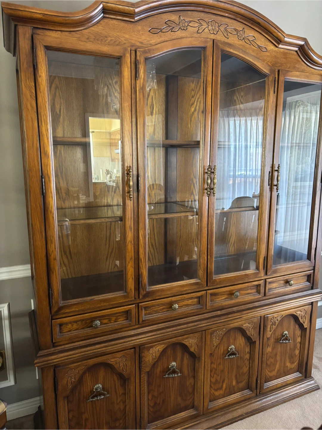 Solid Wood China Cabinet with Glass Doors