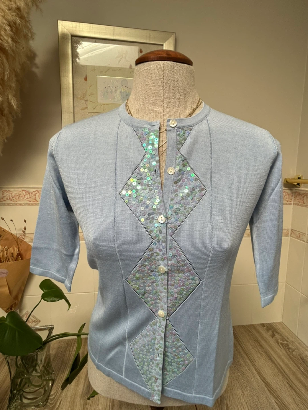Light Blue Sequin Cardigan - photo 3