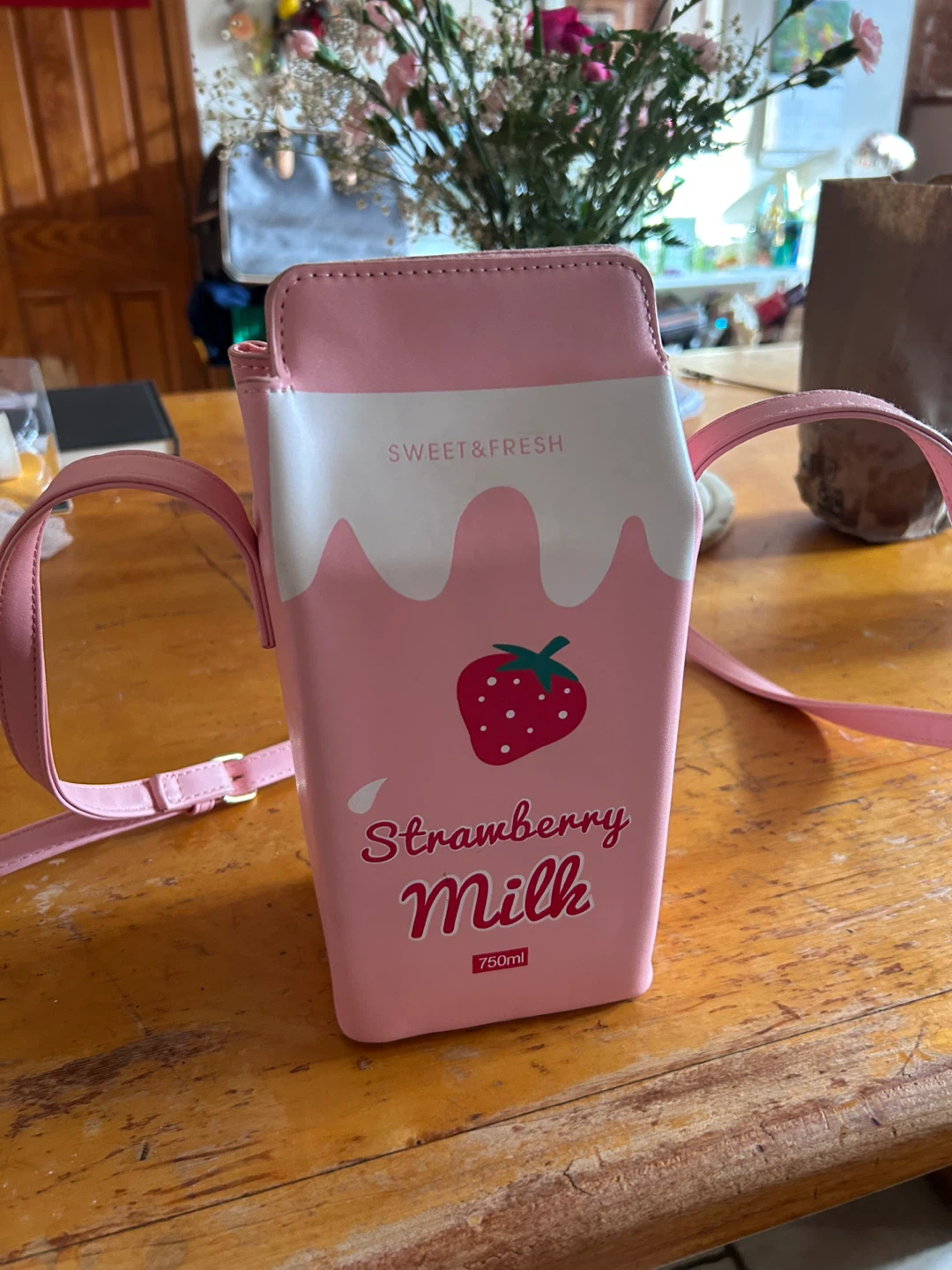 Strawberry Milk Carton Crossbody Bag