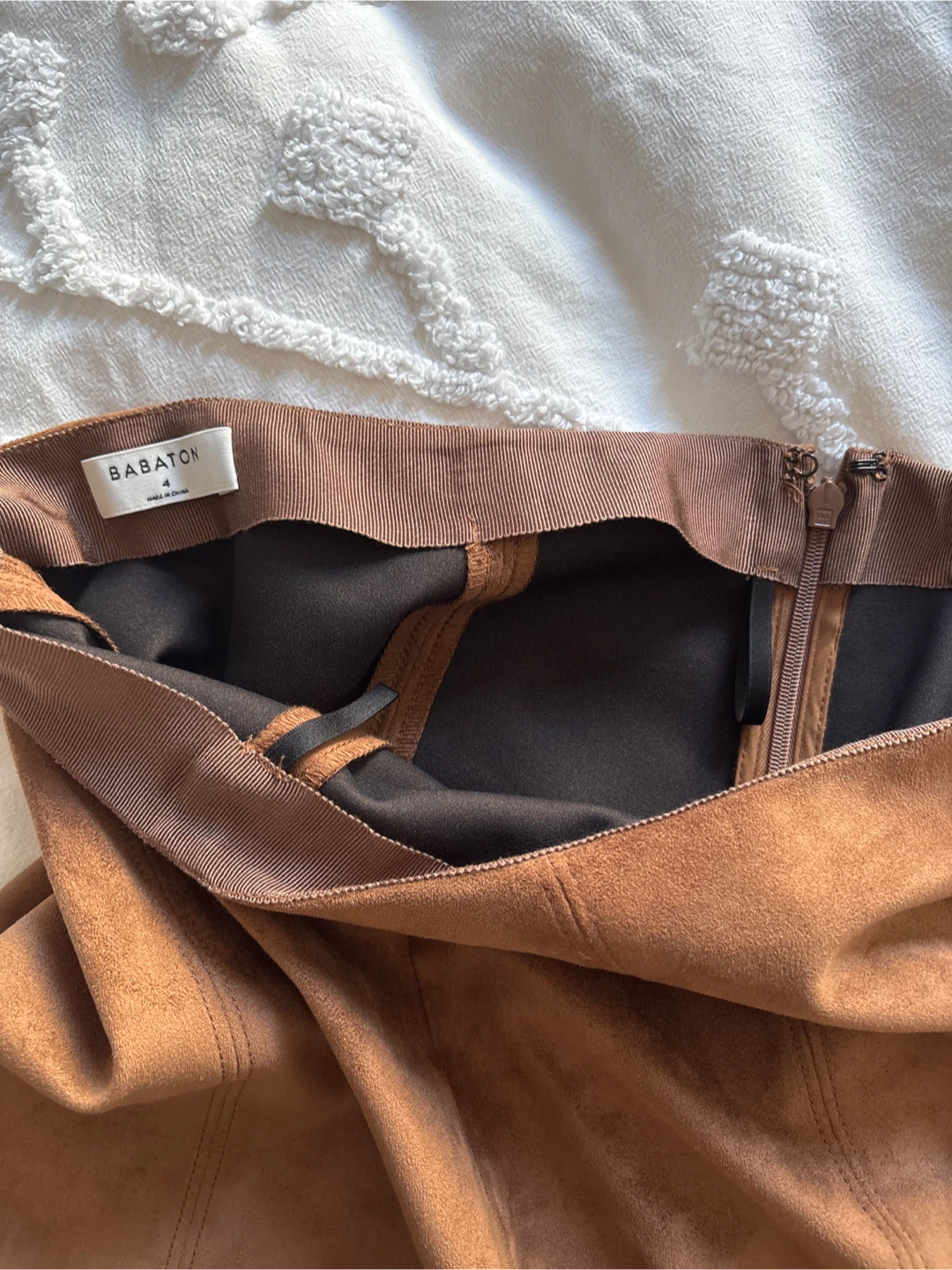Babaton Hopper Suede Skirt - Dark Camel Size 4 - photo 2