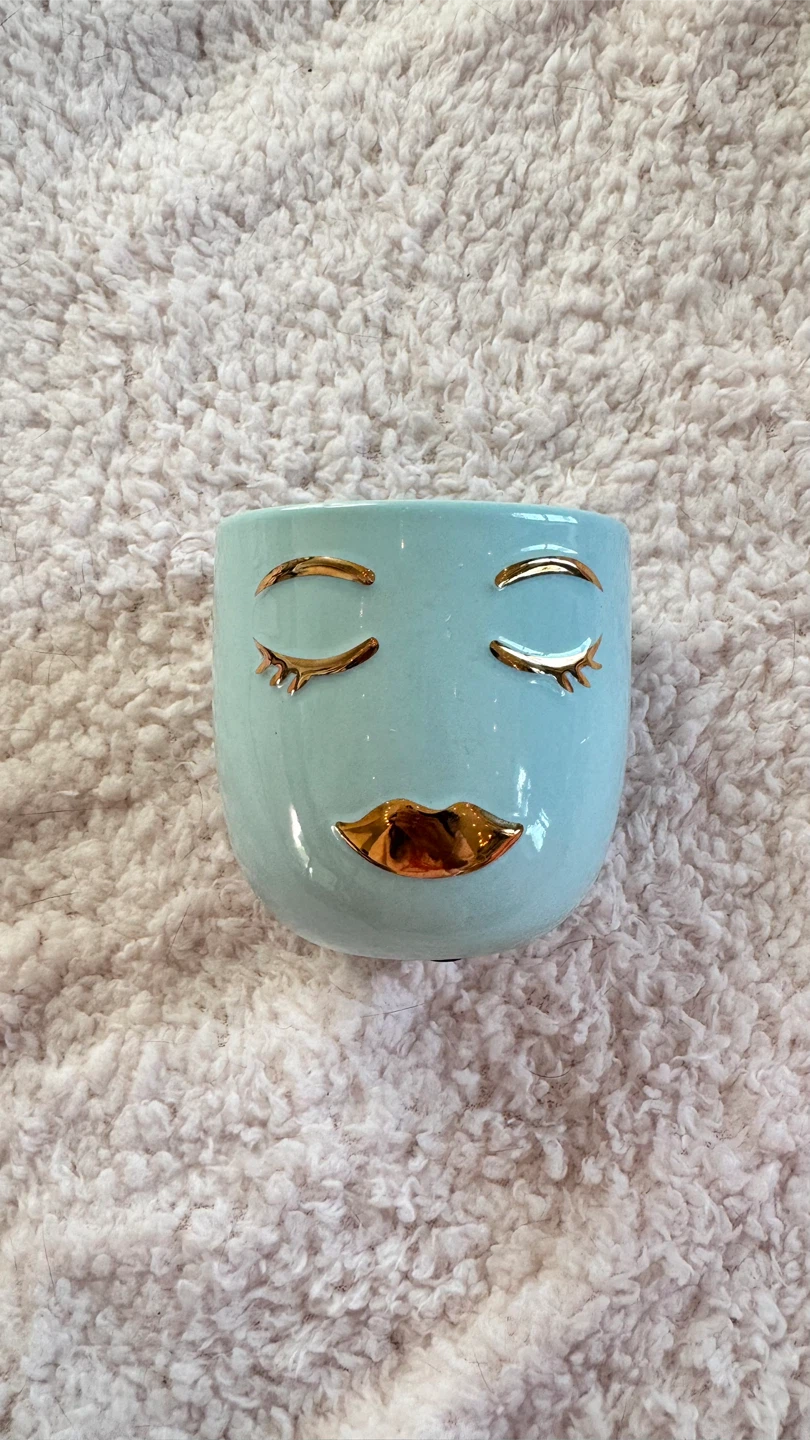 Light Blue Ceramic Face Planter Pot 🧡 - photo 2