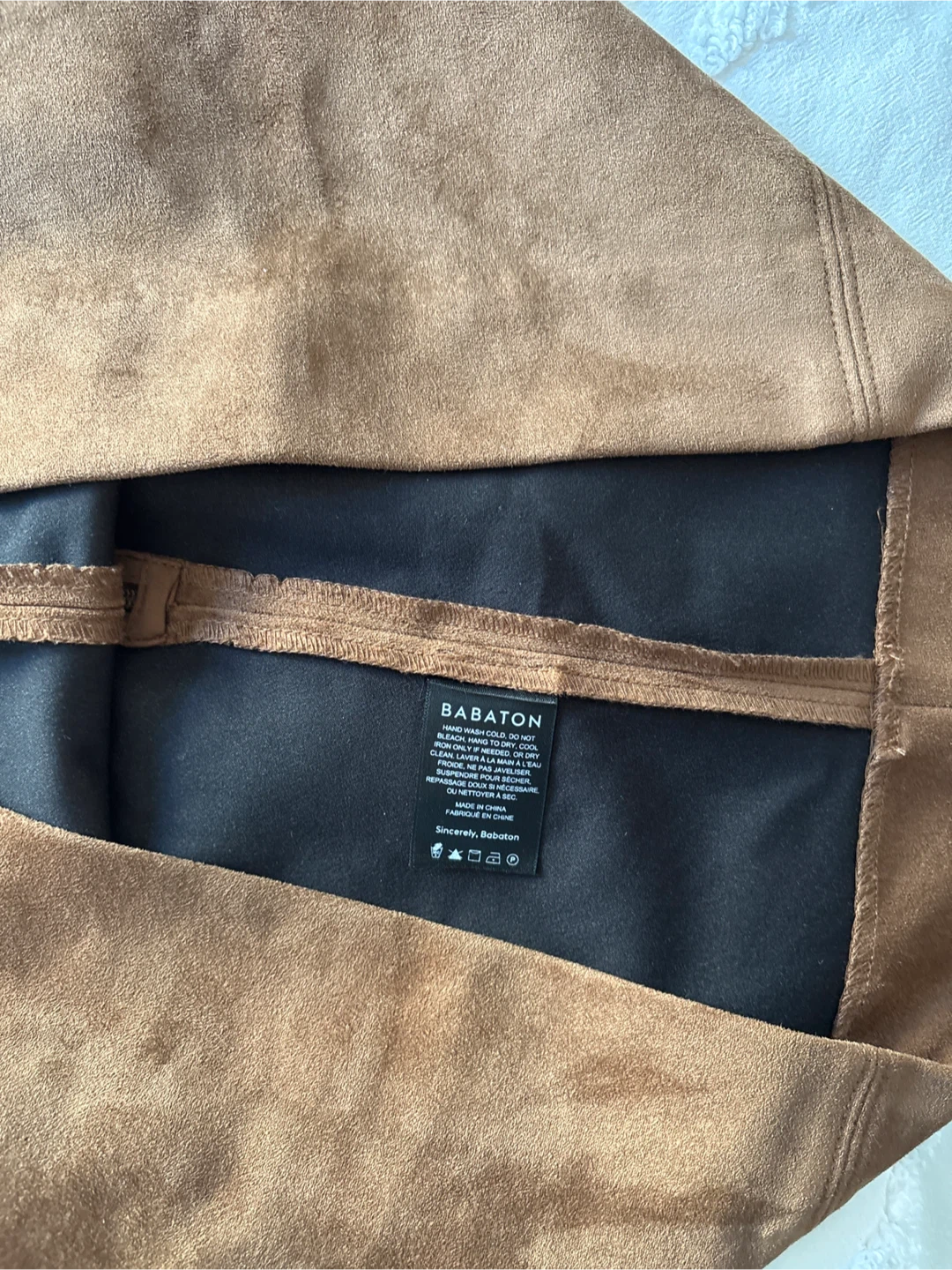 Babaton Hopper Suede Skirt - Dark Camel Size 4 - photo 3