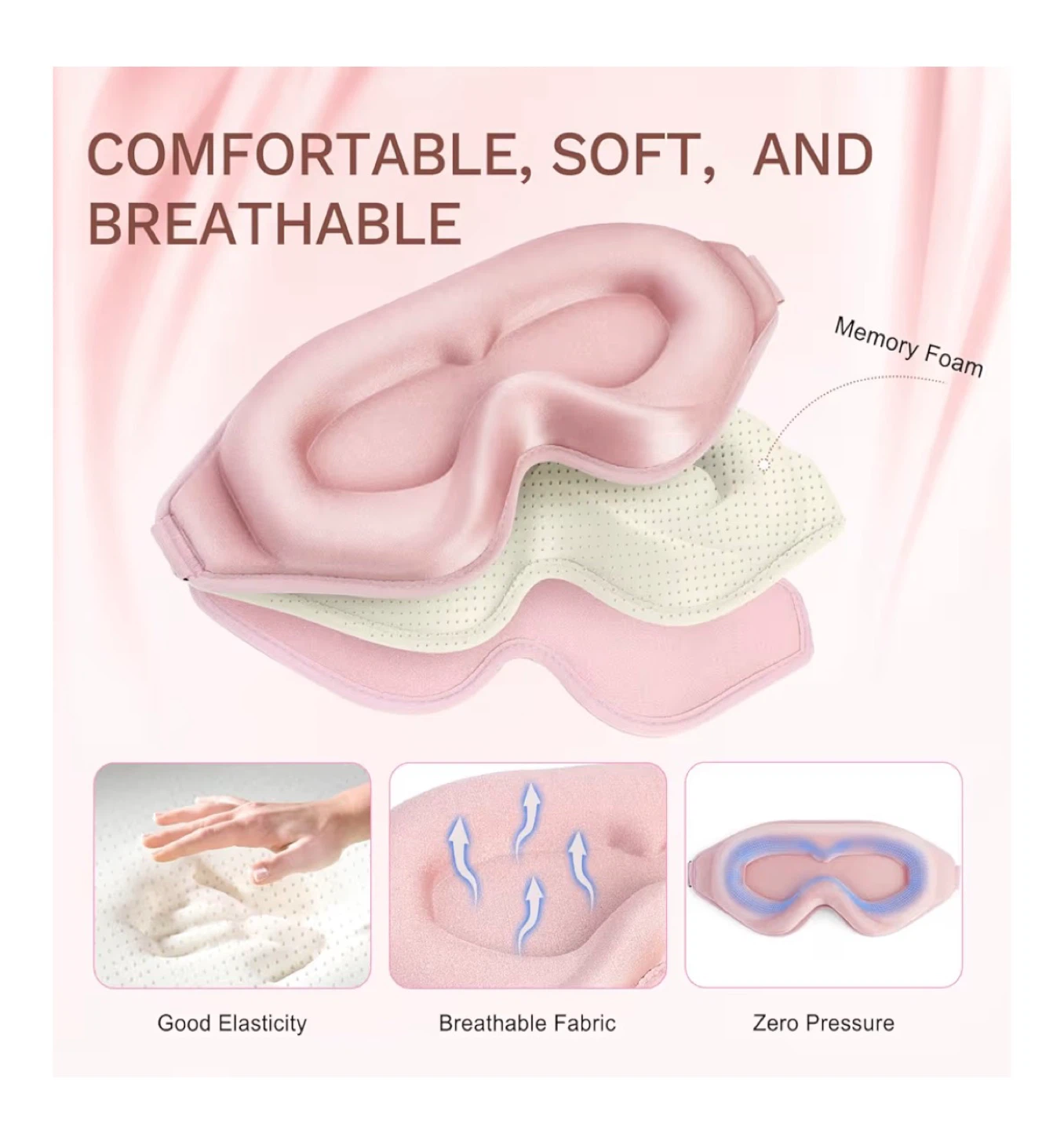 🧡Brand new Pink 3D Contoured Eye Sleep Mask with Memory Foam - photo 5
