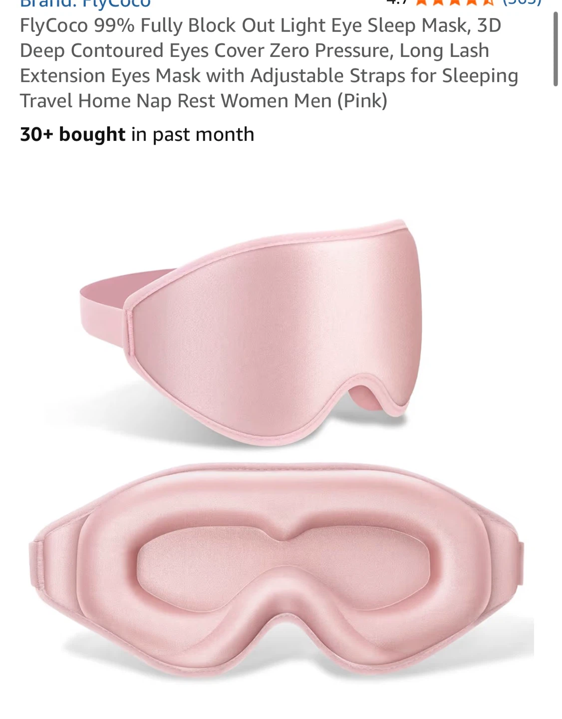 🧡Brand new Pink 3D Contoured Eye Sleep Mask with Memory Foam