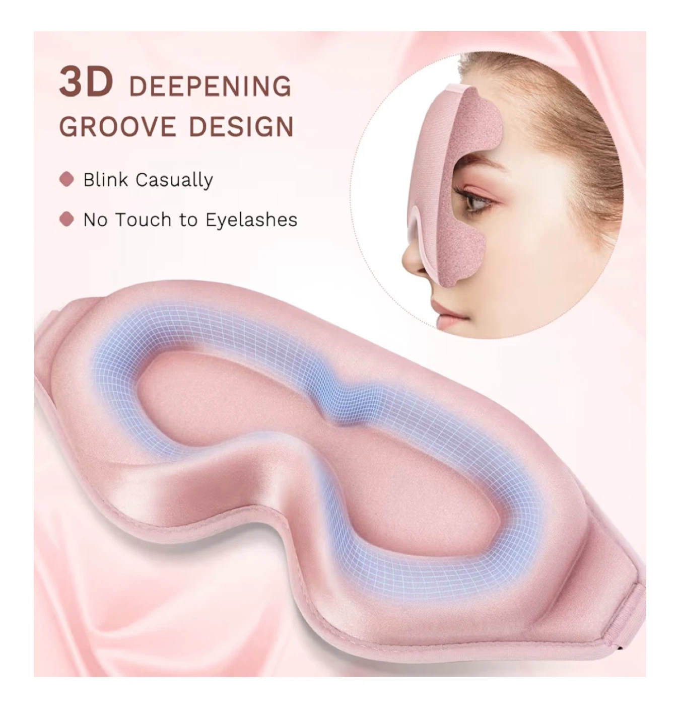 🧡Brand new Pink 3D Contoured Eye Sleep Mask with Memory Foam - photo 4