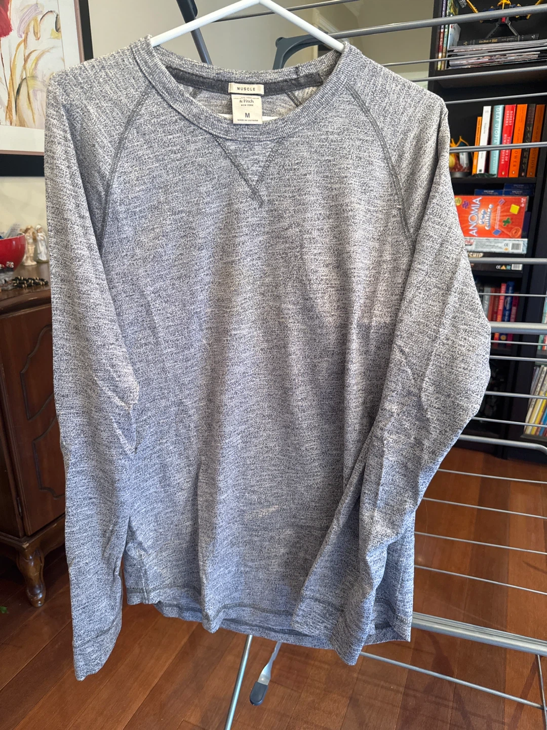 Abercrombie  Grey Marled Long Sleeve Crewneck Sweater - Size M
