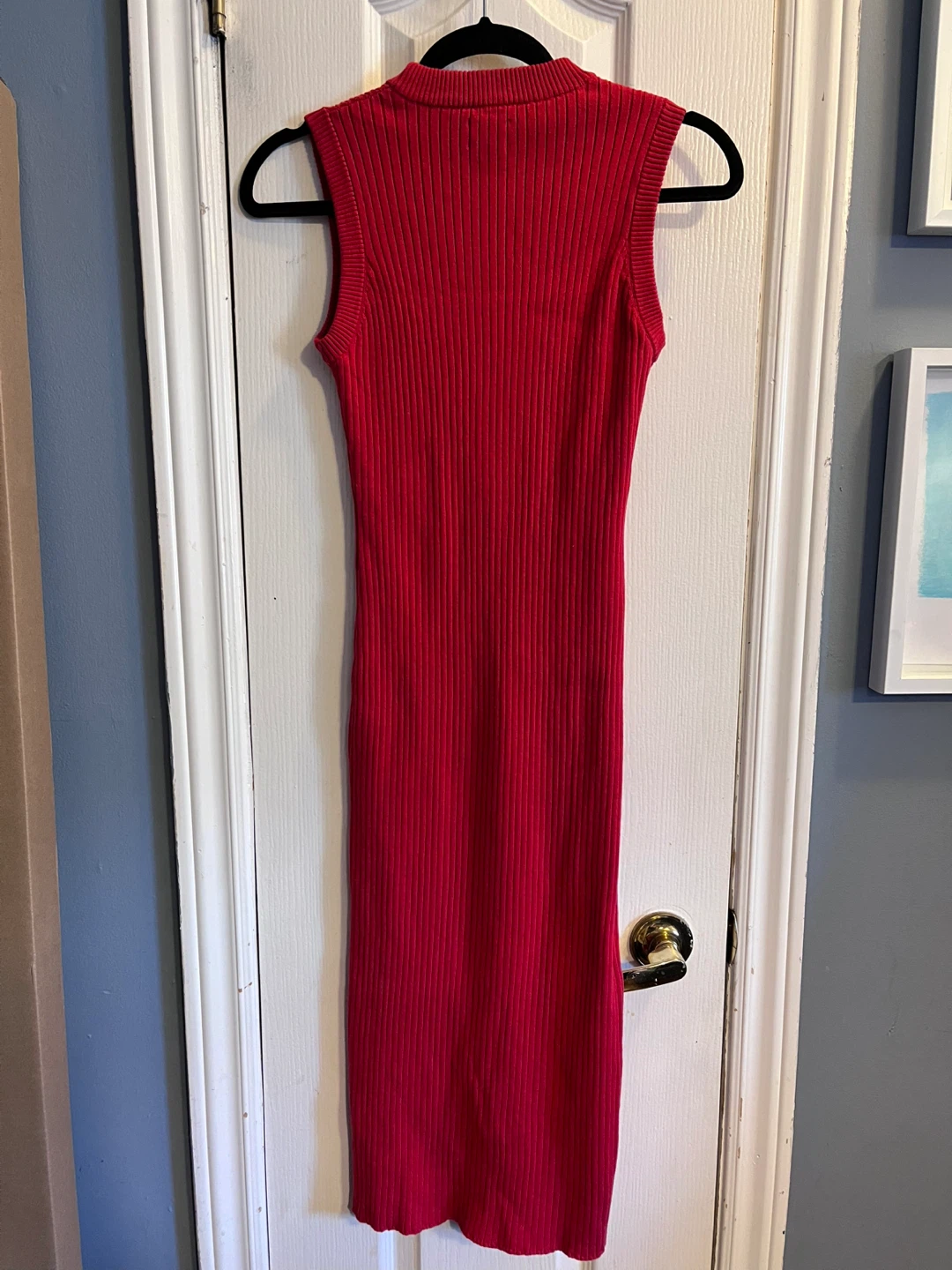 Frank + Oak Red Ribbed Sleeveless Midi Dress - photo 2