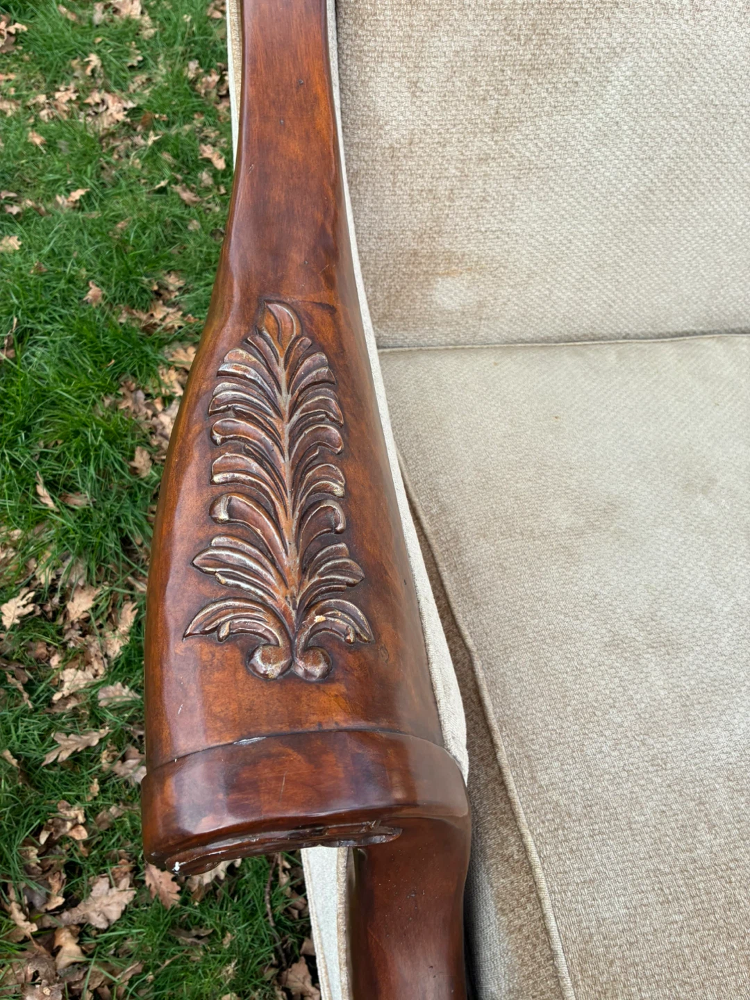 Antique Carved Wood Loveseat Sofa - photo 3