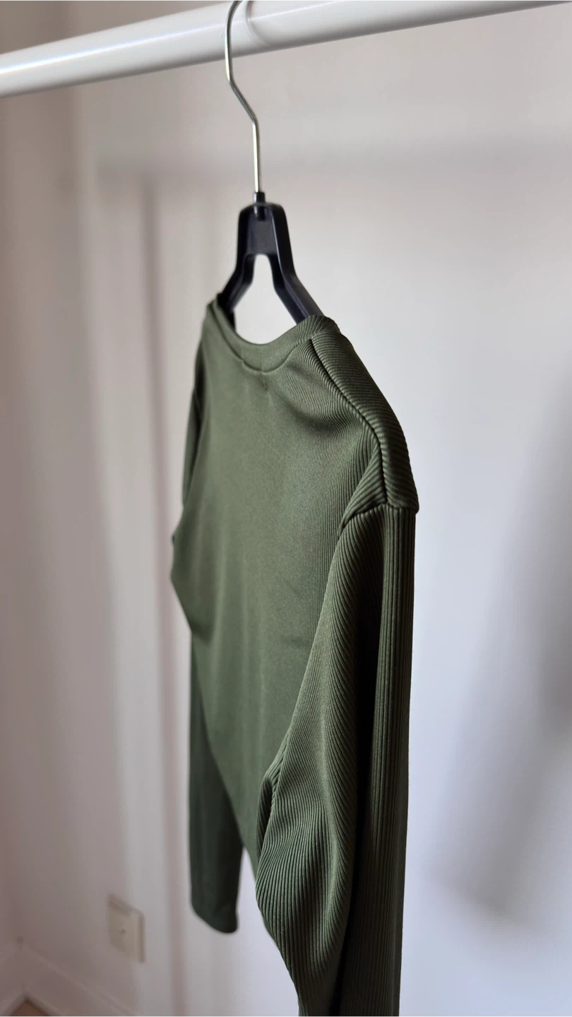 SHEIN Olive Ribbed Cropped Long Sleeve Top - photo 5