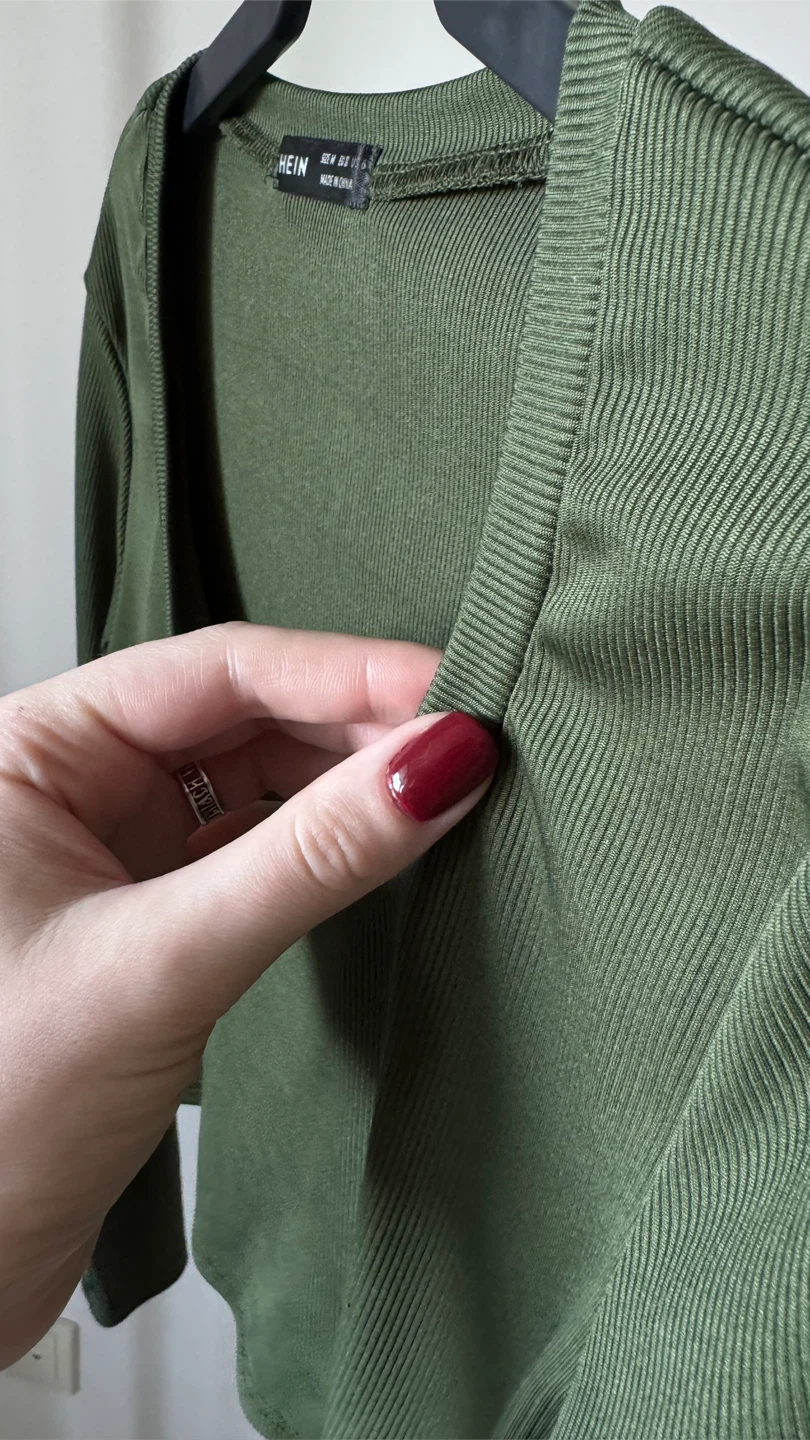 SHEIN Olive Ribbed Cropped Long Sleeve Top - photo 3