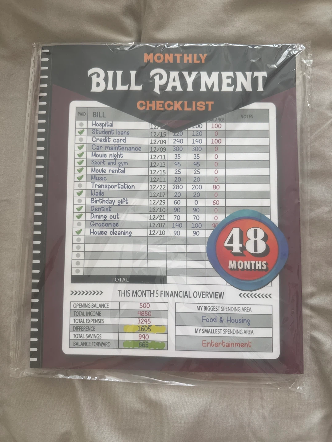 🧡Budget Planner- Monthly Bill Payment Checklist