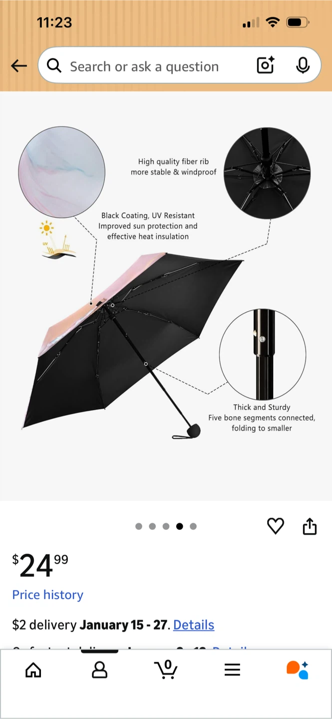 Compact Pink Marble Folding Umbrella