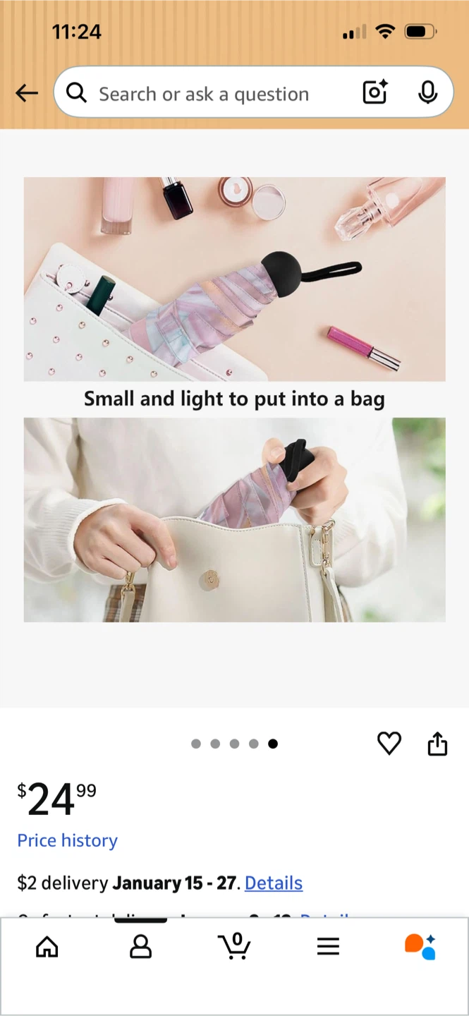 Compact Pink Marble Folding Umbrella - photo 5