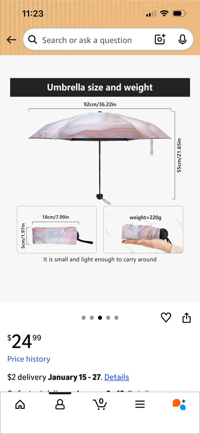 Compact Pink Marble Folding Umbrella - photo 2